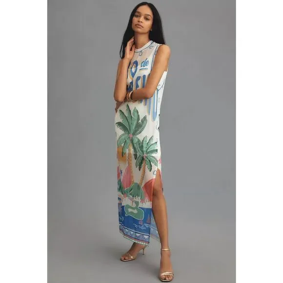 FARM Rio | Dresses | New Anthropologie Farm Rio Graphic Mesh Midi Dress  Size S | Poshmark